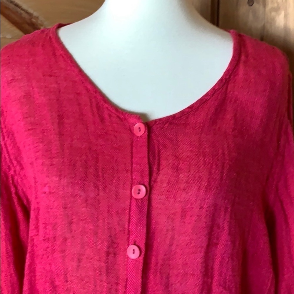 Flax red linen button front blouse Size Medium - Picture 2 of 9